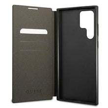 Заредете изображение във визуализатора на галерията – Guess GUBKS22LG4GFGR S22 Ultra S908 szary/grey book 4G Metal Gold Logo
