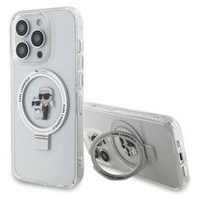 Заредете изображение във визуализатора на галерията – Karl Lagerfeld Ring Stand Karl&amp;Choupette MagSafe case for iPhone 13 Pro / 13 - white
