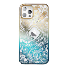 Заредете изображение във визуализатора на галерията – Luxury iPhone 14 Case with Kingxbar Phoenix Crystals - Gold and Blue

