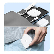 Заредете изображение във визуализатора на галерията – Duzzona 3in1 universal wireless charger for smartphones (Qi, MagSafe), Apple Watch and Airpods 15W white (W7)
