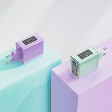 Заредете изображение във визуализатора на галерията – Acefast charger GaN 65W 3 ports (1xUSB, 2xUSB C) purple (A45)
