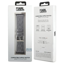 Заредете изображение във визуализатора на галерията – Original Strap KARL LAGERLELD strap Saffiano Monogram KLAWLSAKLHPG for Apple Watch 42/44/45/49mm silver
