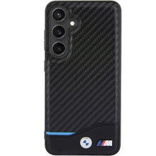 Заредете изображение във визуализатора на галерията – Original Case BMW Leather Carbon BMHCS24S22NBCK for Samsung Galaxy S24 Black

