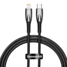 Заредете изображение във визуализатора на галерията – Baseus Glimmer Series cable with fast charging USB-C - Lightning 480Mb/s PD 20W 1m black

