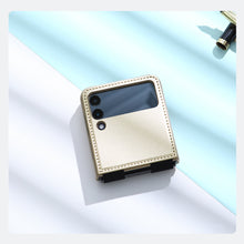 Заредете изображение във визуализатора на галерията – Nillkin Qin Vegan Leather Case for Samsung Galaxy Z Flip 4 cover made of ecological leather, golden stand
