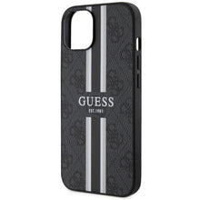 Заредете изображение във визуализатора на галерията – Guess GUHMP14MP4RPSK iPhone 14 Plus 6.7" black/black hardcase 4G Printed Stripes MagSafe
