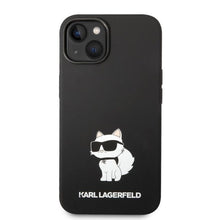 Заредете изображение във визуализатора на галерията – Original KARL LAGERFELD Case Silicone Choupette KLHCP14SSNCHBCK for Iphone 14 black
