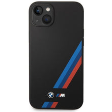 Заредете изображение във визуализатора на галерията – Case BMW BMHCP14M22SOTK iPhone 14 Plus 6.7" black/black Silicone Slanted Sttripes
