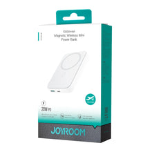 Заредете изображение във визуализатора на галерията – Joyroom Power Bank 10000mAh 20W Power Delivery Quick Charge Magnetic Qi 15W Wireless Charger for iPhone Compatible with MagSafe White (JR-W020 white)
