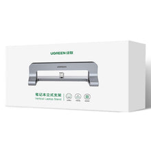 Заредете изображение във визуализатора на галерията – Ugreen Aluminum Vertical Stand Holder Stand for MacBook Laptop Tablet Silver (20471 LP258)
