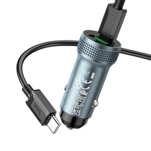Заредете изображение във визуализатора на галерията – HOCO car charger USB QC 18W + Type C 20W + cable Type C to Type C PD38W Z49B Level metal gray

