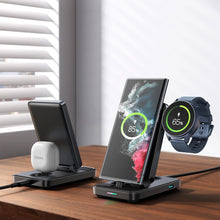 Заредете изображение във визуализатора на галерията – Joyroom JR-WQS01 Samsung Galaxy USB-C 4in1 charging station foldable - black
