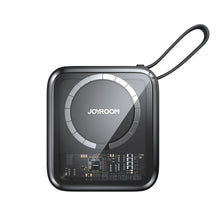 Заредете изображение във визуализатора на галерията – Joyroom induction power bank 10000mAh Icy Series 22.5W with built-in Lightning cable black (JR-L007)
