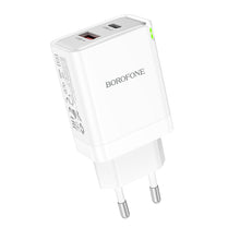 Заредете изображение във визуализатора на галерията – Borofone Wall charger BN16 Tough - USB + Type C - PD 45W 3A white
