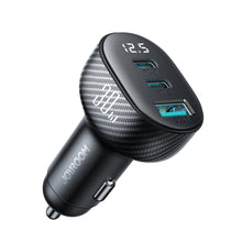 Заредете изображение във визуализатора на галерията – Joyroom JR-CCD04 30W 2x USB-C USB-A car charger with display - black

