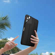 Заредете изображение във визуализатора на галерията – Nillkin Bevel Leather Case for iPad 10.9'' 2022 (10 gen.) smart cover cover with flip stand black
