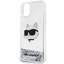 Заредете изображение във визуализатора на галерията – Karl Lagerfeld KLHCN61LNCHCS iPhone 11/ XR silver/silver hardcase Glitter Choupette Head
