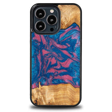 Заредете изображение във визуализатора на галерията – Bewood Unique Vegas wood and resin case for iPhone 13 Pro - pink and blue
