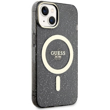 Заредете изображение във визуализатора на галерията – Original Case GUESS hardcase Glitter Gold MagSafe GUHMP14SHCMCGK for Iphone 14 black
