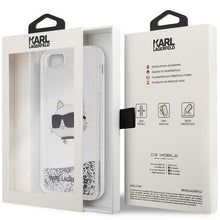 Заредете изображение във визуализатора на галерията – Karl Lagerfeld KLHCI8LNHCCS iPhone 7/8/ SE 2020/2022 silver/silver hardcase Glitter Choupette Head
