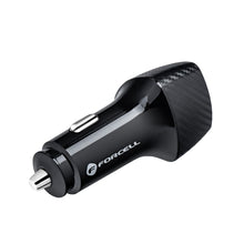 Заредете изображение във визуализатора на галерията – FORCELL CARBON car charger Type C 3.0 PD20W CC50-1C black (Total 20W) + cable for Apple Lightning 8-pin PD20W
