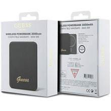 Заредете изображение във визуализатора на галерията – Power bank with wirelles charging GUESS GUPBM3ALGSGK 3000mAh 5W with MagSafe / black
