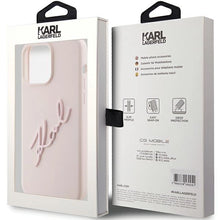 Заредете изображение във визуализатора на галерията – Karl Lagerfeld Silicone Karl Script case for iPhone 15 Pro Max - pink
