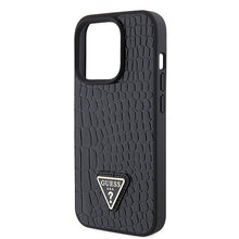 Заредете изображение във визуализатора на галерията – Original Case GUESS Croco Triangle Metal Logo hardcase GUHCP15LPCRTHCK for Iphone 15 Pro black
