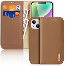 Заредете изображение във визуализатора на галерията – Dux Ducis Hivo RFID blocking wallet case for iPhone 15 - brown
