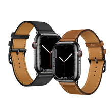 Заредете изображение във визуализатора на галерията – HOCO strap for Apple Watch 42/44/45/49mm Elegant leather WA17 black
