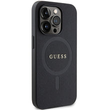 Заредете изображение във визуализатора на галерията – Original Case GUESS hardcase Saffiano MagSafe GUHMP14XPSAHMCK for Iphone 14 Pro Max black
