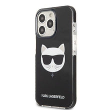 Заредете изображение във визуализатора на галерията – Karl Lagerfeld KLHCP13LTPECK iPhone 13 Pro / 13 6.1" hardcase black/black Choupette Head
