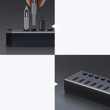 Заредете изображение във визуализатора на галерията – Ugreen multifunctional HUB 7in1 USB Type C - 7x USB Type A 3.0 PD DC 12V gray (CM481)
