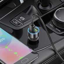 Заредете изображение във визуализатора на галерията – HOCO car charger 2 x USB QC 18W + cable USB to Micro NZ12 transparent black
