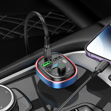 Заредете изображение във визуализатора на галерията – Borofone Transmitter FM BC47 Might MP3, Bluetooth - 2xUSB + Type C - QC 3.0 18W PD 30W blue
