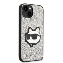 Заредете изображение във визуализатора на галерията – Karl Lagerfeld KLHCP14SG2CPS iPhone 14 6.1" silver/silver hardcase Glitter Choupette Patch
