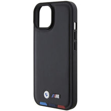 Заредете изображение във визуализатора на галерията – BMW BMHCP15S22PTDK iPhone 15 6.1" black/black Leather Stamp Tricolor

