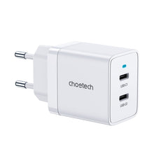 Заредете изображение във визуализатора на галерията – Choetech 2xUSB-C PD 40W charger white (Q5006-EU)
