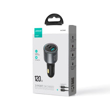 Заредете изображение във визуализатора на галерията – Joyroom JR-CCN07 car charger 120W 2xUSB-C USB-A + USB-C cable 100W - dark gray
