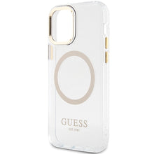 Заредете изображение във визуализатора на галерията – Original Case GUESS Metal Outline Magsafe hardcase GUHMP12MHTRMD for Iphone 12/12 Pro gold
