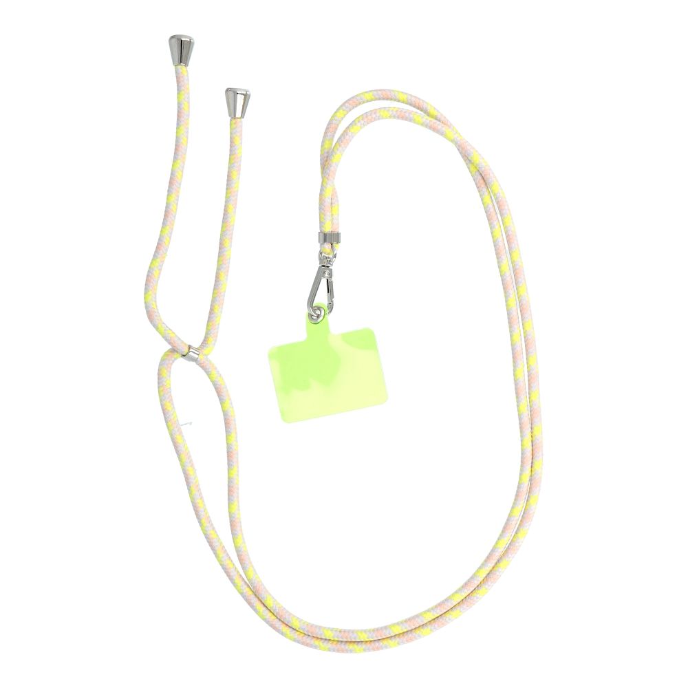 Swing pendant for the phone with adjustable length / cord length 165cm (max 82.5cm in the loop) / on the shoulder or neck - gray-yellow