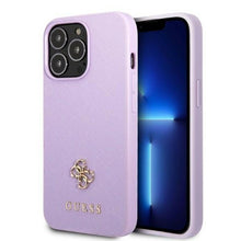 Заредете изображение във визуализатора на галерията – Guess GUHCP13LPS4MU iPhone 13 Pro / 13 6.1" purple/purple hardcase Saffiano 4G Small Metal Logo
