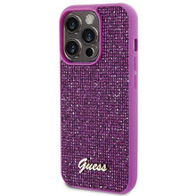 Заредете изображение във визуализатора на галерията – Guess Disco Metal Script case for iPhone 15 Pro - pink
