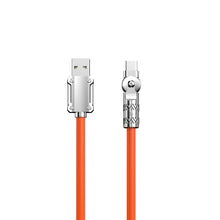 Заредете изображение във визуализатора на галерията – Angled cable USB - USB C 120W rotation 180° Dudao 120W 1m - orange
