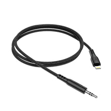 Заредете изображение във визуализатора на галерията – HOCO cable AUX Audio Jack 3,5mm to Lightninng 8-pin UPA198 1m black
