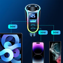 Заредете изображение във визуализатора на галерията – Joyroom fast car charger 4in1 USB-A QC3.0 / 2xUSB-C PD 150W black (JR-CL21)
