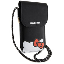 Заредете изображение във визуализатора на галерията – Original HELLO KITTY Handbag Leather Hiding Kitty Cord HKOWBPSCKEK black
