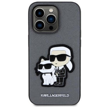 Заредете изображение във визуализатора на галерията – Karl Lagerfeld KLHCP14XSANKCPG iPhone 14 Pro Max 6.7" hardcase silver/silver Saffiano Karl &amp; Choupette
