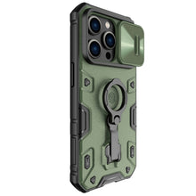 Заредете изображение във визуализатора на галерията – Nillkin CamShield Armor Pro Case Cover iPhone 14 Pro Armor Cover with Camera Cover Ring Stand Dark Green
