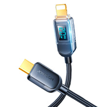 Заредете изображение във визуализатора на галерията – Joyroom USB C - Lightning 20W cable with charging power display 1.2 m black (S-CL020A4)
